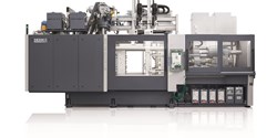 SEALMASTER 450+ DUO mit 2 Spritzaggregaten und integriertem Vertikal-Verschiebesystem zur Mehretagenfertigung. Im gezeigten Maschinenbild sind auf beiden Maschinenheizplatten Kaltkanäle installiert (Bild: DESMA)